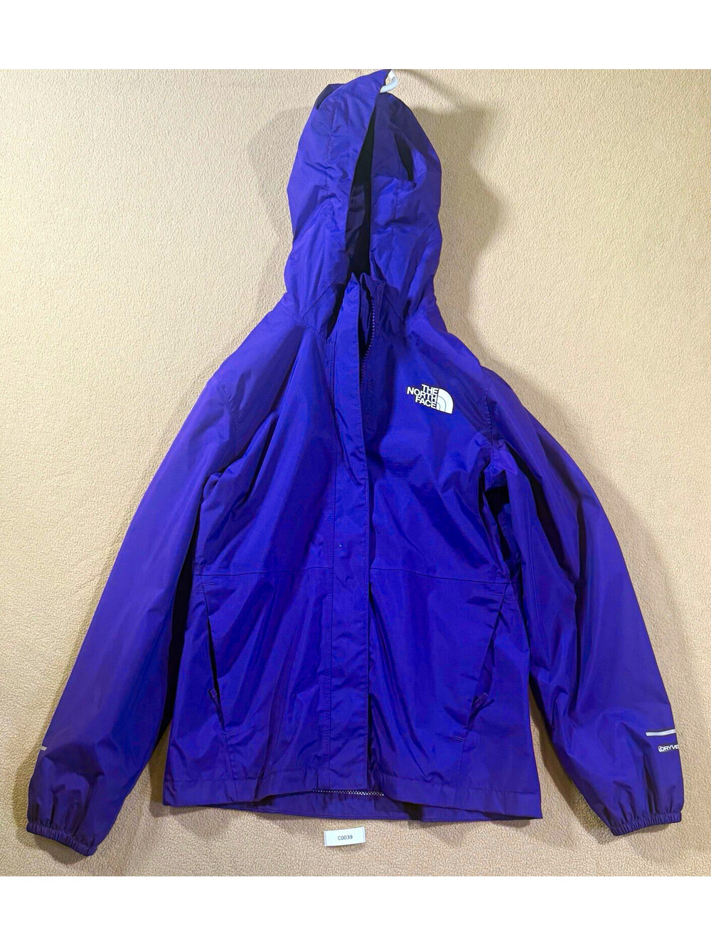 The North Face DryVent Girls Purple Hooded Rain Jacket Full Zip Pockets 10/12